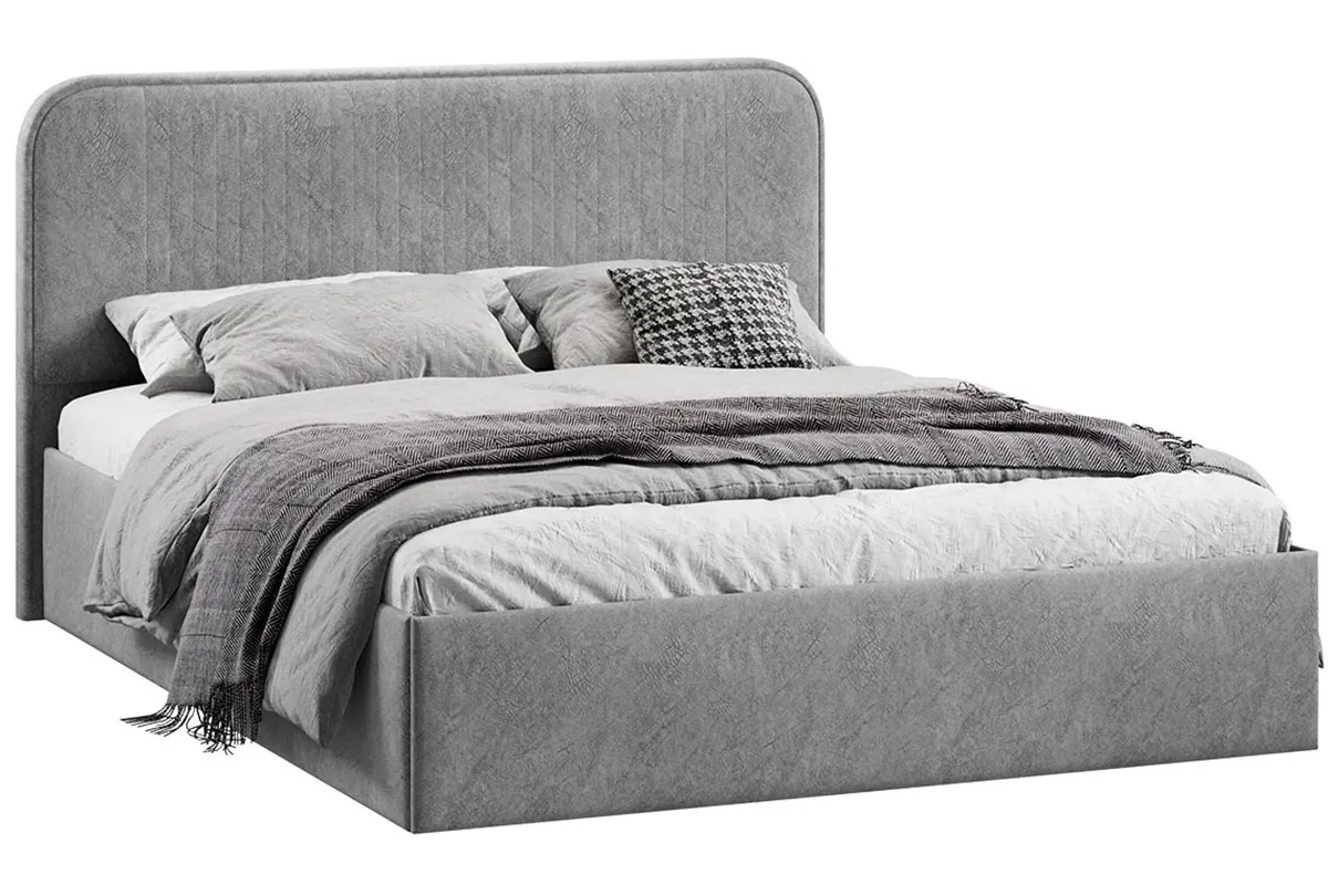 Кровать Тиффани Тип 1 с ПМ и заглушиной 160х200 (Микровелюр/Wellmart Silver) - купить в Озерце