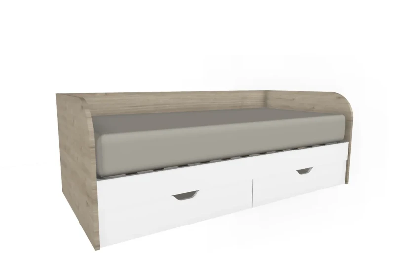 Кровать КР-117 90х190 ГС-БГ (Гикори Джексон Светлый/Белый Бриллиант Глянцевый) - купить в Озерце