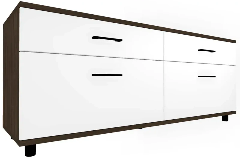 Тумба ТБ-5029-ГТ-БГ (Гикори Джексон темный/Белый Бриллиант глянцевый) — Мебель-центр Озерцо