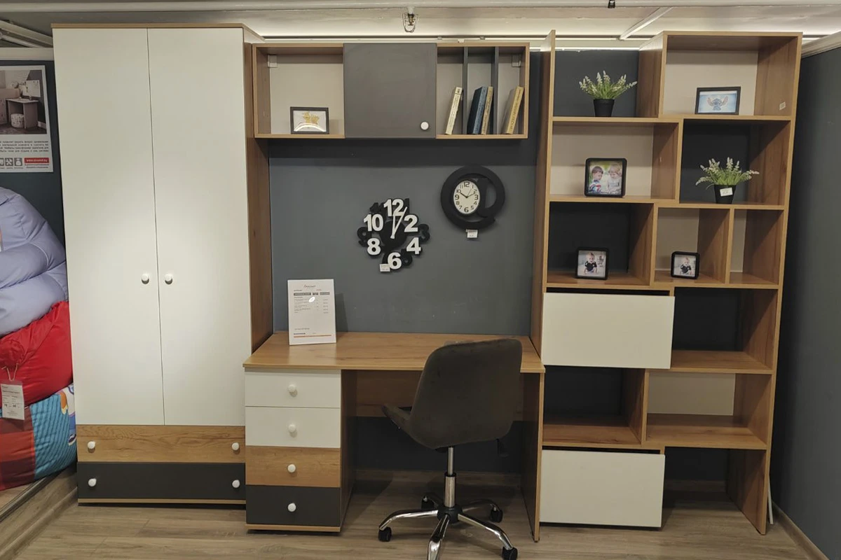 Стеллаж-трансформер Лойс 95 (Дуб Золотистый/Белый) в мебель-центре Озерцо