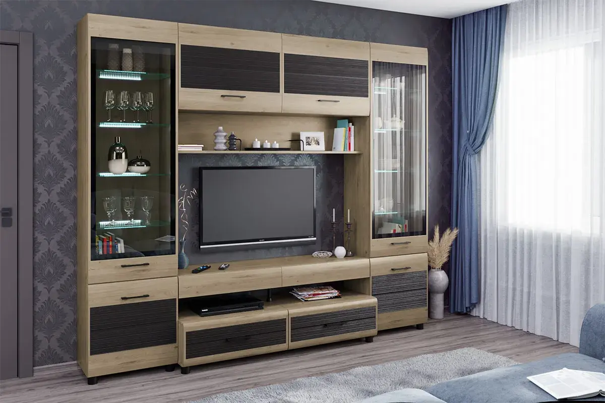 Тумба ТБ-2673 (Гикори Джексон светлый-комбинированный) — Мебель-центр Озерцо