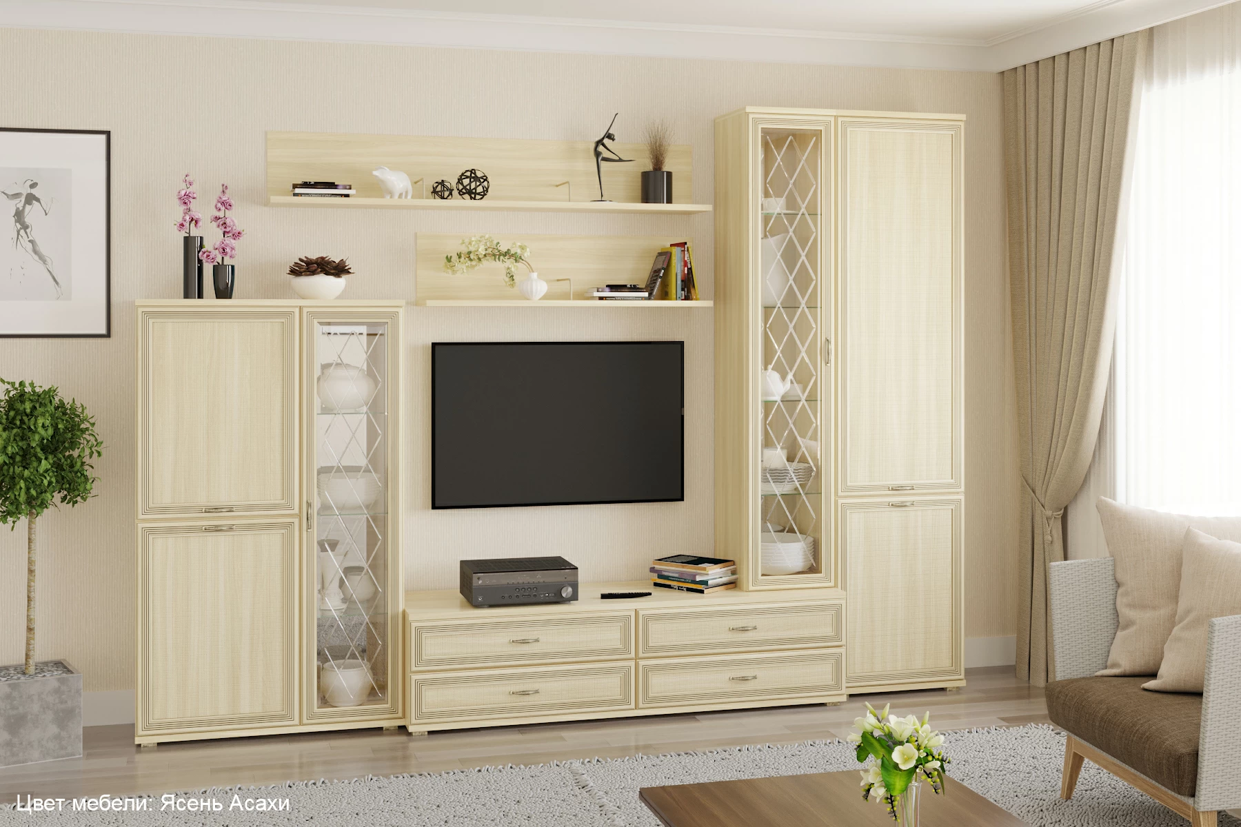 Полка ПЛ-1004 (Ясень Асахи) — Мебель-центр Озерцо