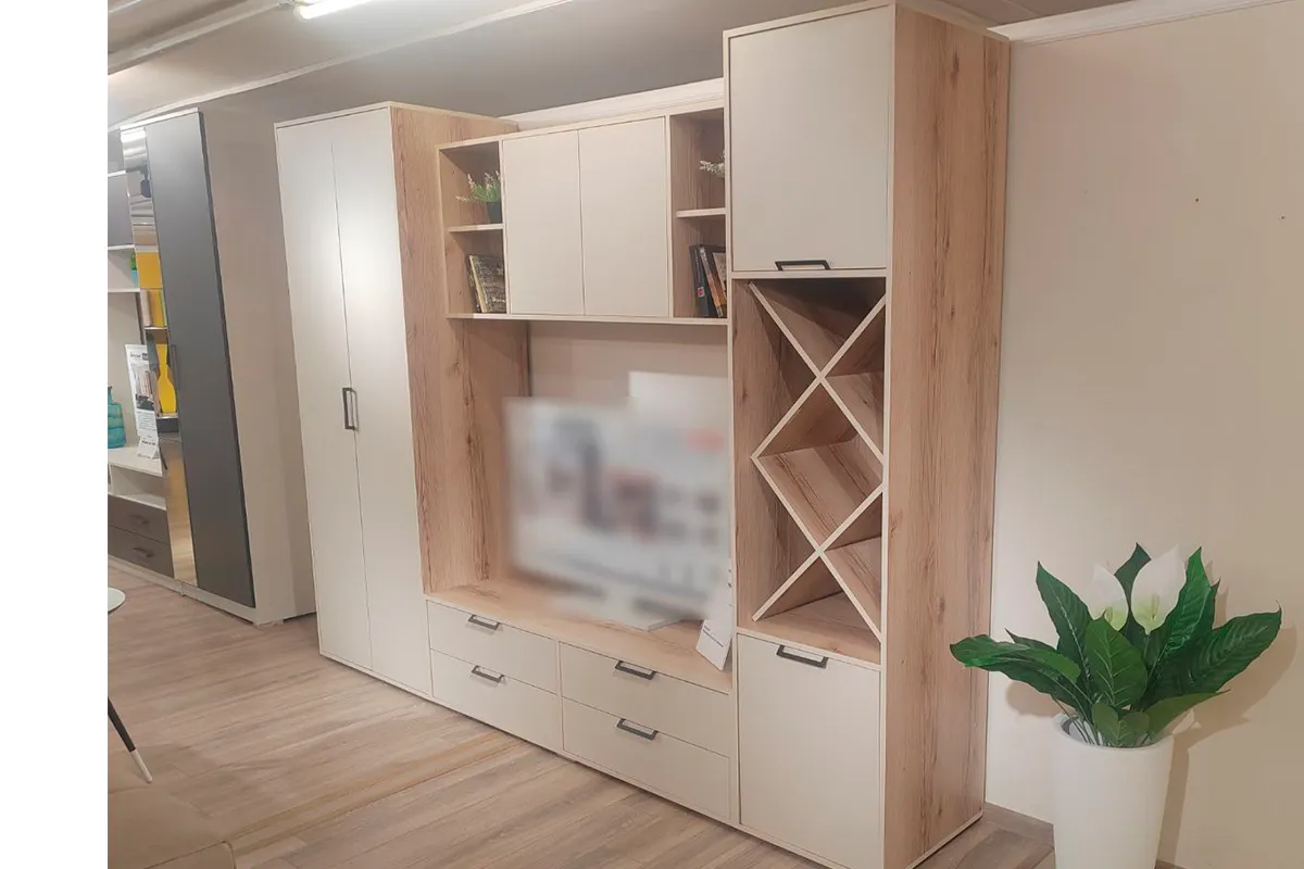 Гостиная Оливия (Делано светлый/Сатин) — Мебель-центр Озерцо