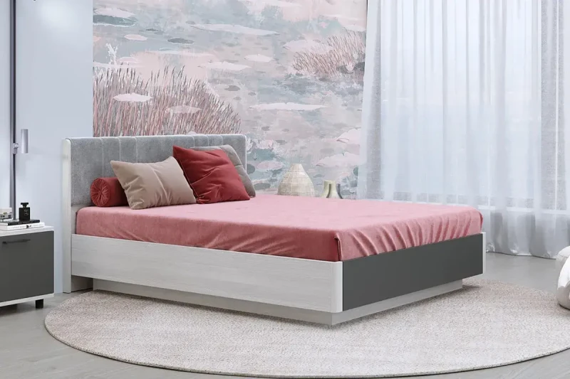 Кровать КР-4013-СЯ-АМ-В (Снежный Ясень/Антрацит Матовый) - купить в Озерце