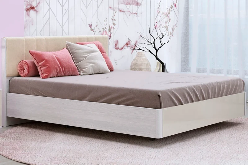 Кровать КР-5013-СЯ-КГ-В 160х200 (Снежный Ясень/Кашемир Глянцевый/Велюр) - купить в Озерце