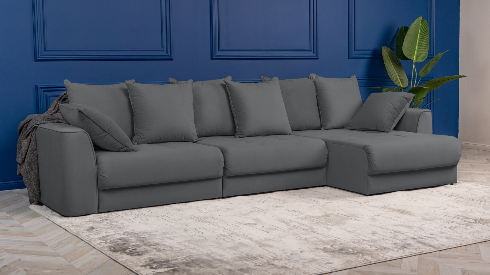 Диван угловой Monako New, Тк. Sky Velvet 16 156x356 — купить в Озерце