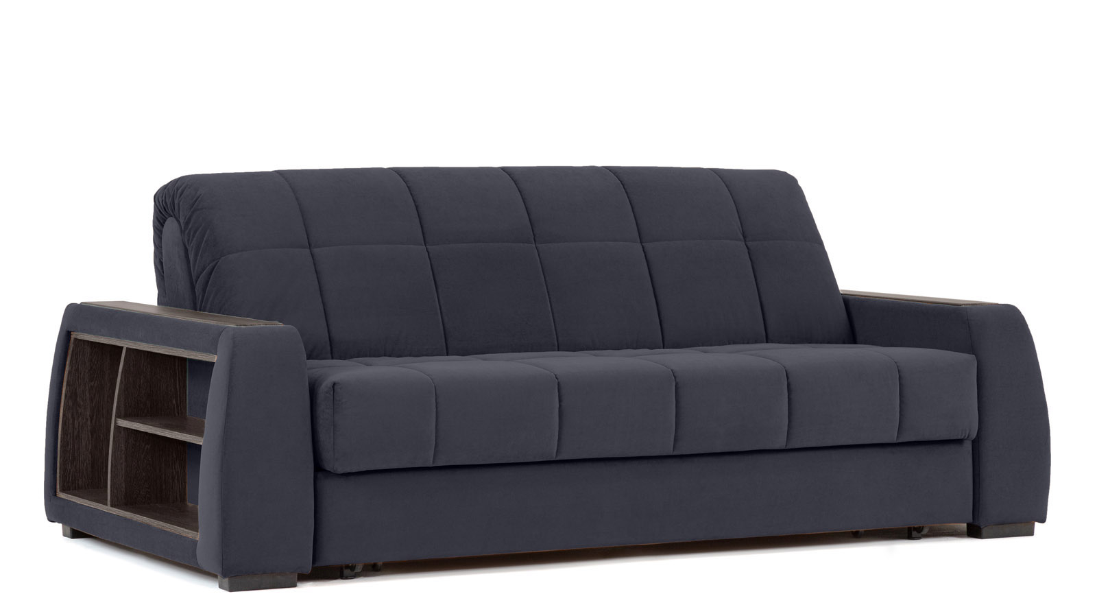 Диван - кровать Domo Pro с полками цвета венге, стежка квадрат, ткань Sky Velvet 40 140x216 — в мебель-центре Озерцо