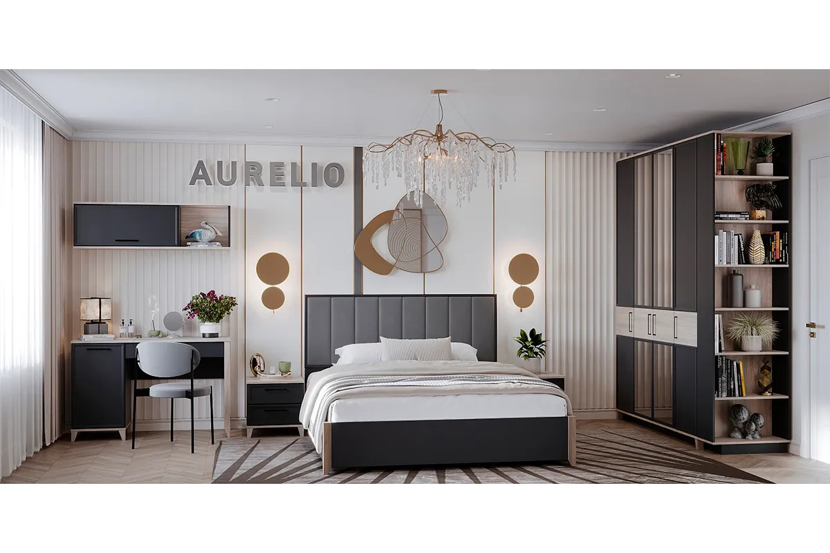 Стеллаж Aurelio 57 (Антрацит/Блеквуд Сатиновый) в мебель-центре Озерцо