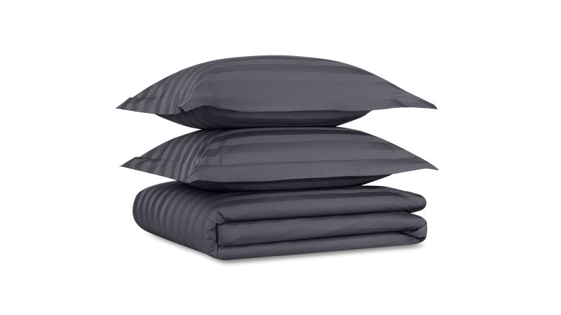 Постельное белье Askona Comfort Stripe 2.0 (односп.), цвет: Graphite 140x205, без простыни в мебель-центре Озерцо