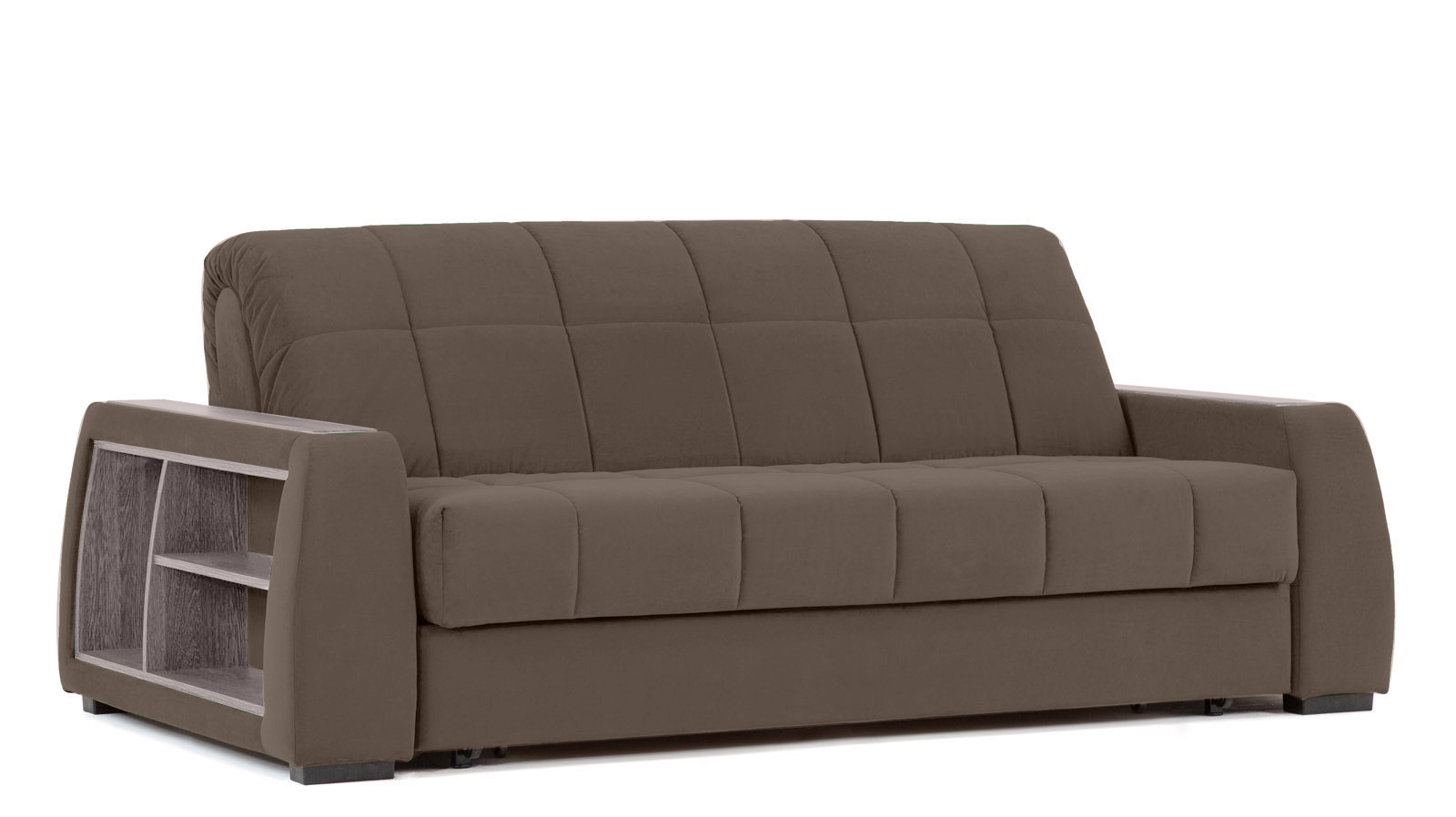 Диван - кровать Domo Pro с полками цвета ясень, стежка квадрат, ткань Sky Velvet 02 140x216 — в мебель-центре Озерцо