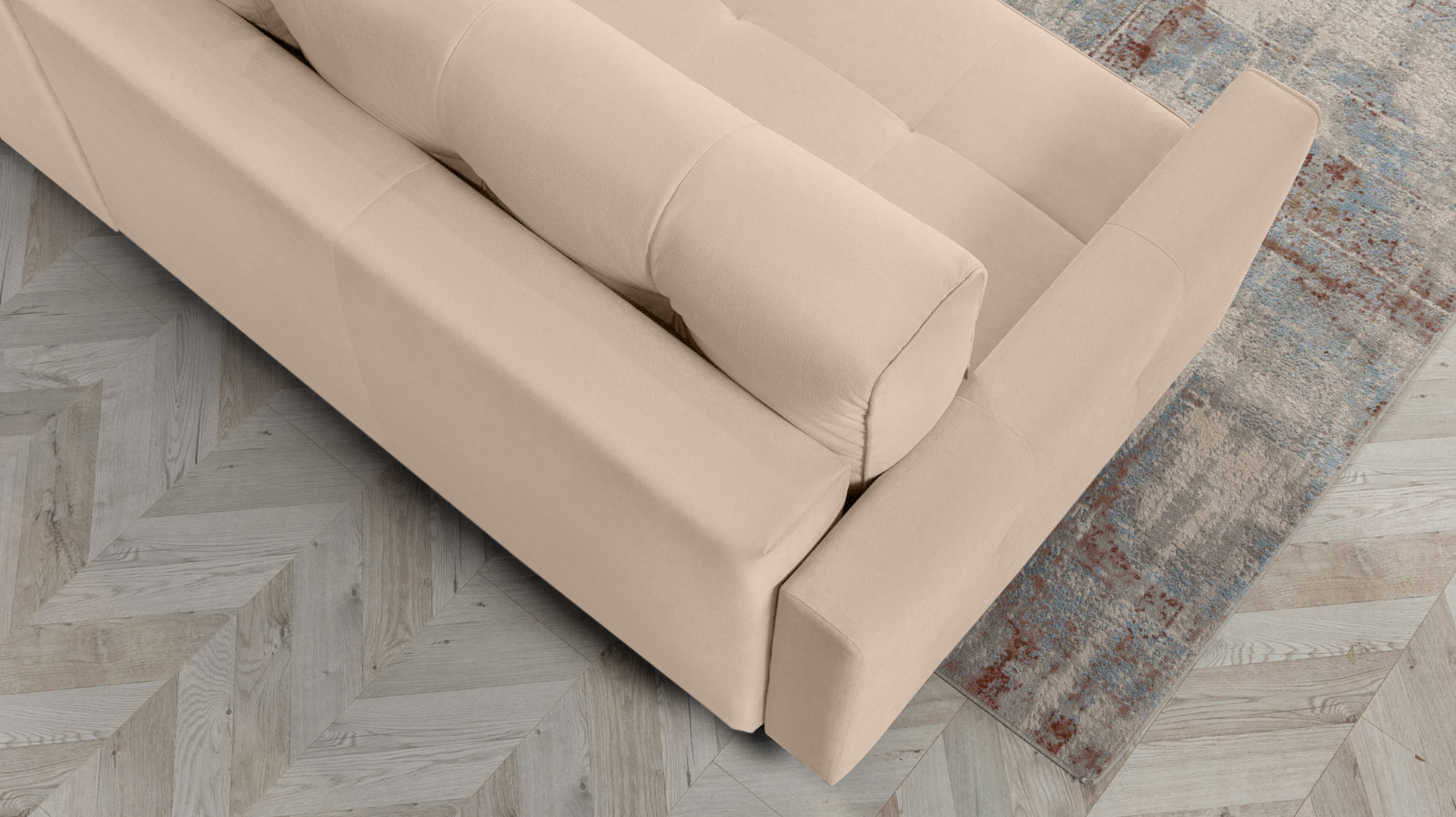 Диван Amani Pro угловой с широкими подлокотниками, ножки: пластик, Тк. Casanova Milk 156x237 — купить в Озерце