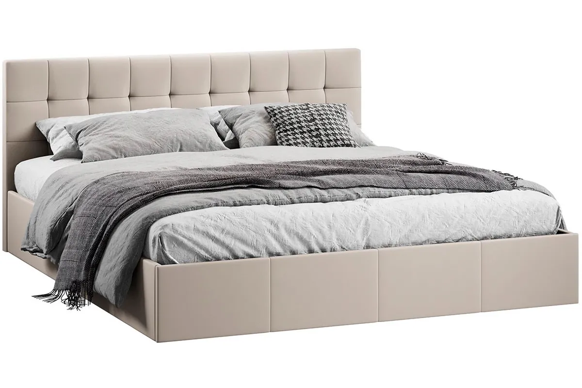 Кровать Эмма с ПМ и заглушиной 180х200 (Велюр/Confetti Cream) - купить в Озерце