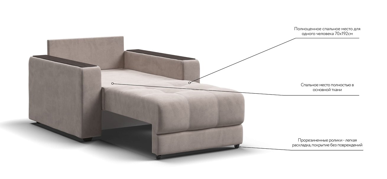 Босс кресло-кровать Велюр Монолит латте — купить в Озерце