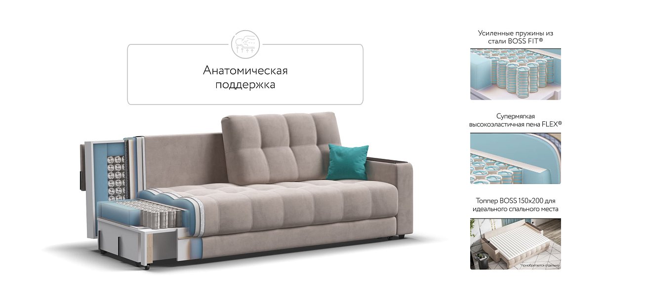 Диван BOSS 2.0 велюр Monolit латте — купить в Озерце