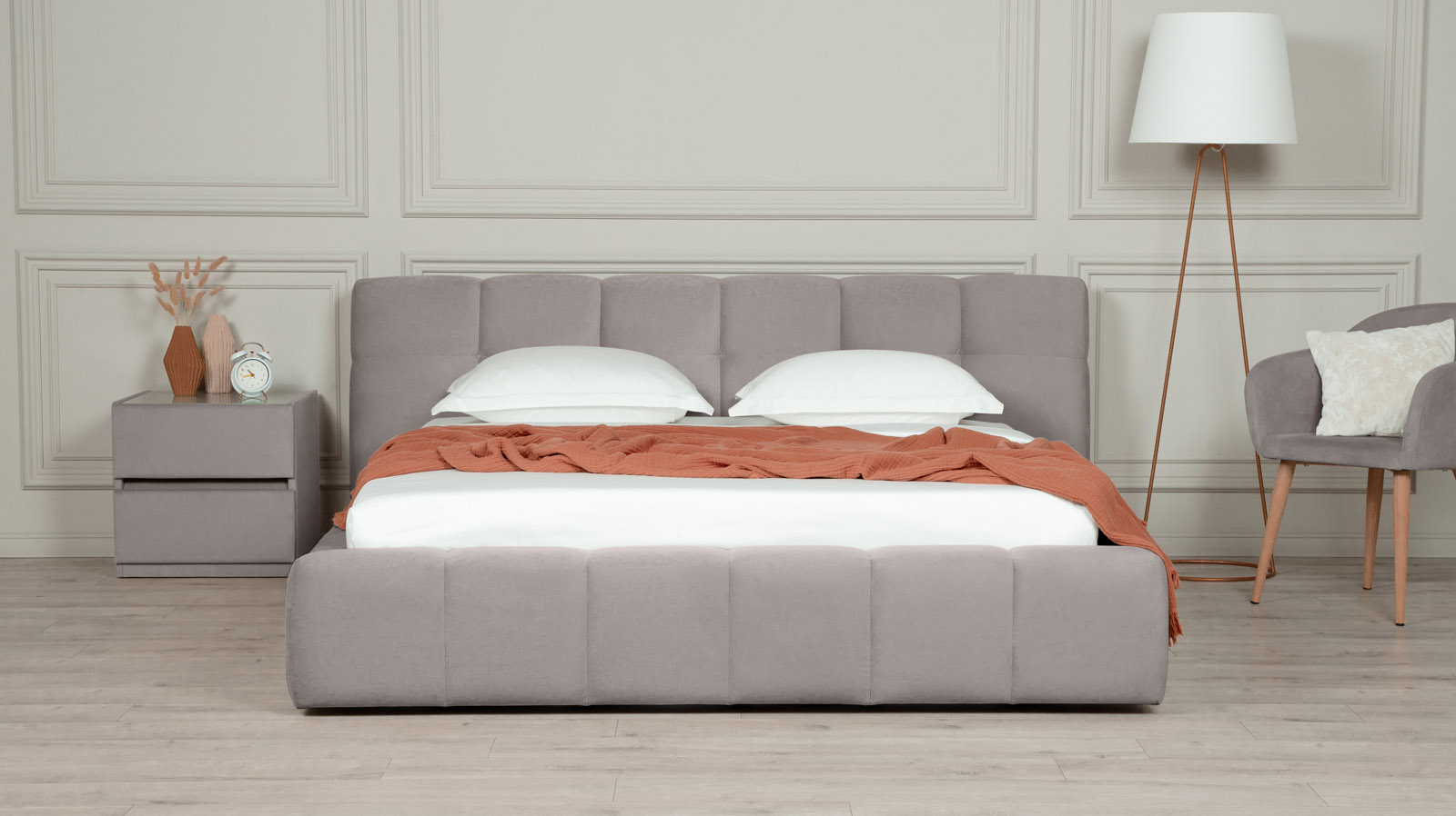 Кровать с подъемным механизмом Andria, ткань Casanova Grey, 140x200 - купить в Озерце