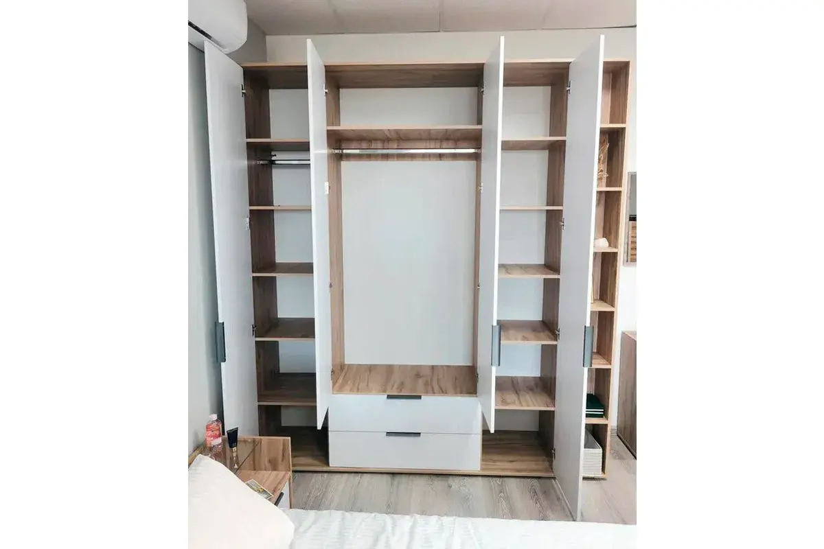 Шкаф четырехдверный Николь Мод.8 (Белый/Дуб Альпийский) в мебель-центре Озерцо