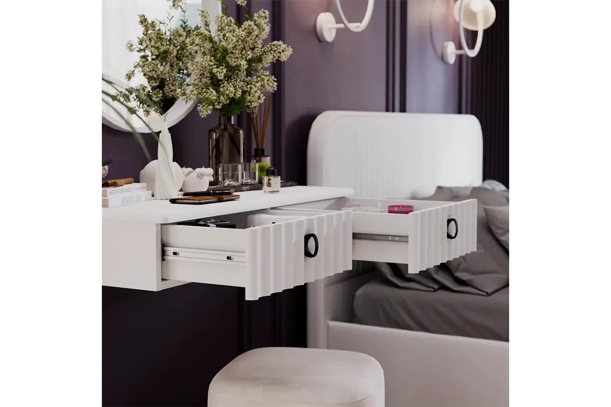 Стол туалетный Тиффани тип 1 (Белый Жемчуг/Белый софт) — Мебель-центр Озерцо