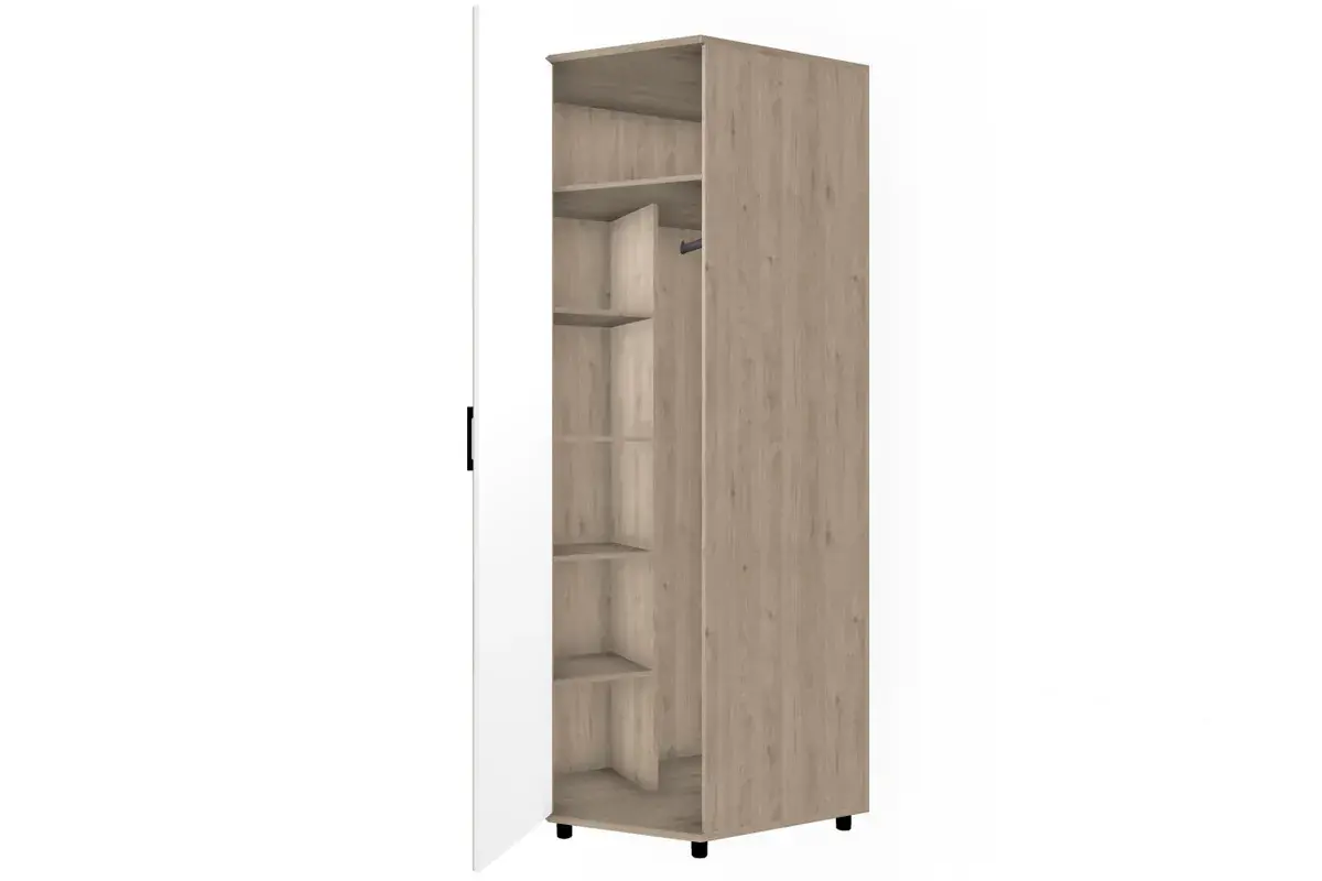 Шкаф угловой для одежды и белья ШК-5018-ГС-БГ (Гикори Джексон Светлый/Белый Бриллиант Глянцевый) в мебель-центре Озерцо