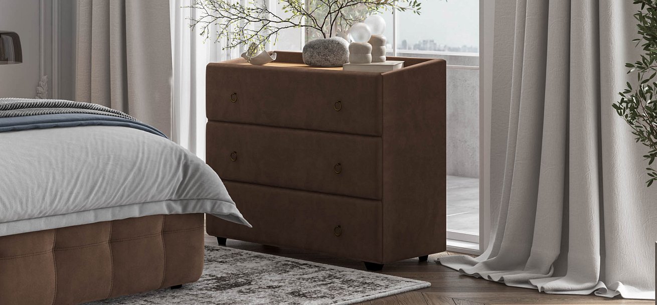 Комод BOSS Classic велюр MONOLIT Мокко, Орех Селект — Мебель-центр Озерцо