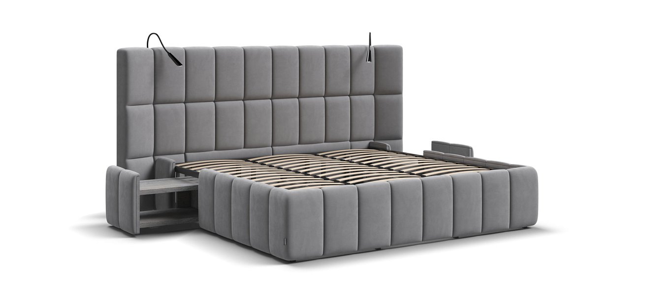 Босс ХО Кровать 180*200 Велюр Монолит сталь - купить в Озерце