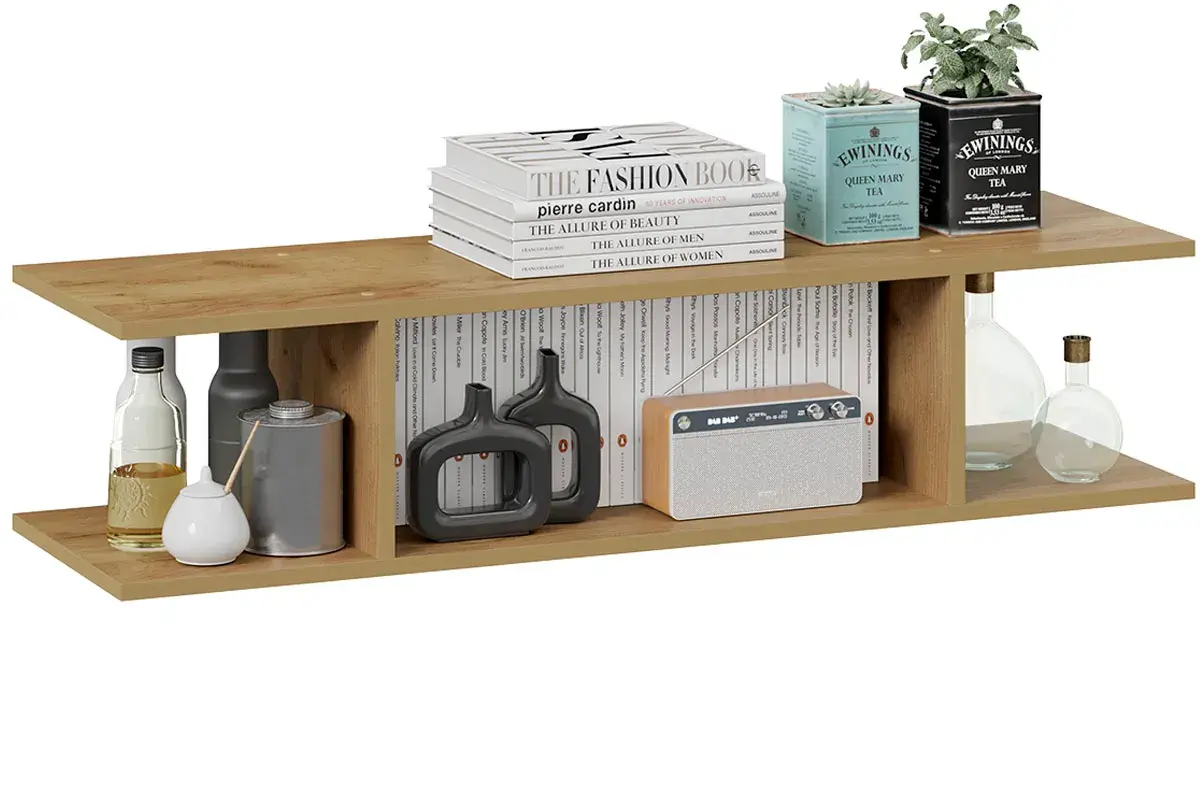 Полка настенная Хилтон 1100 (Дуб Крафт Золотой) — Мебель-центр Озерцо