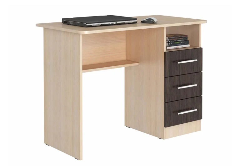 Стол письменный Лидер 1 (Дуб Молочный/Венге Цаво) — Мебель-центр Озерцо