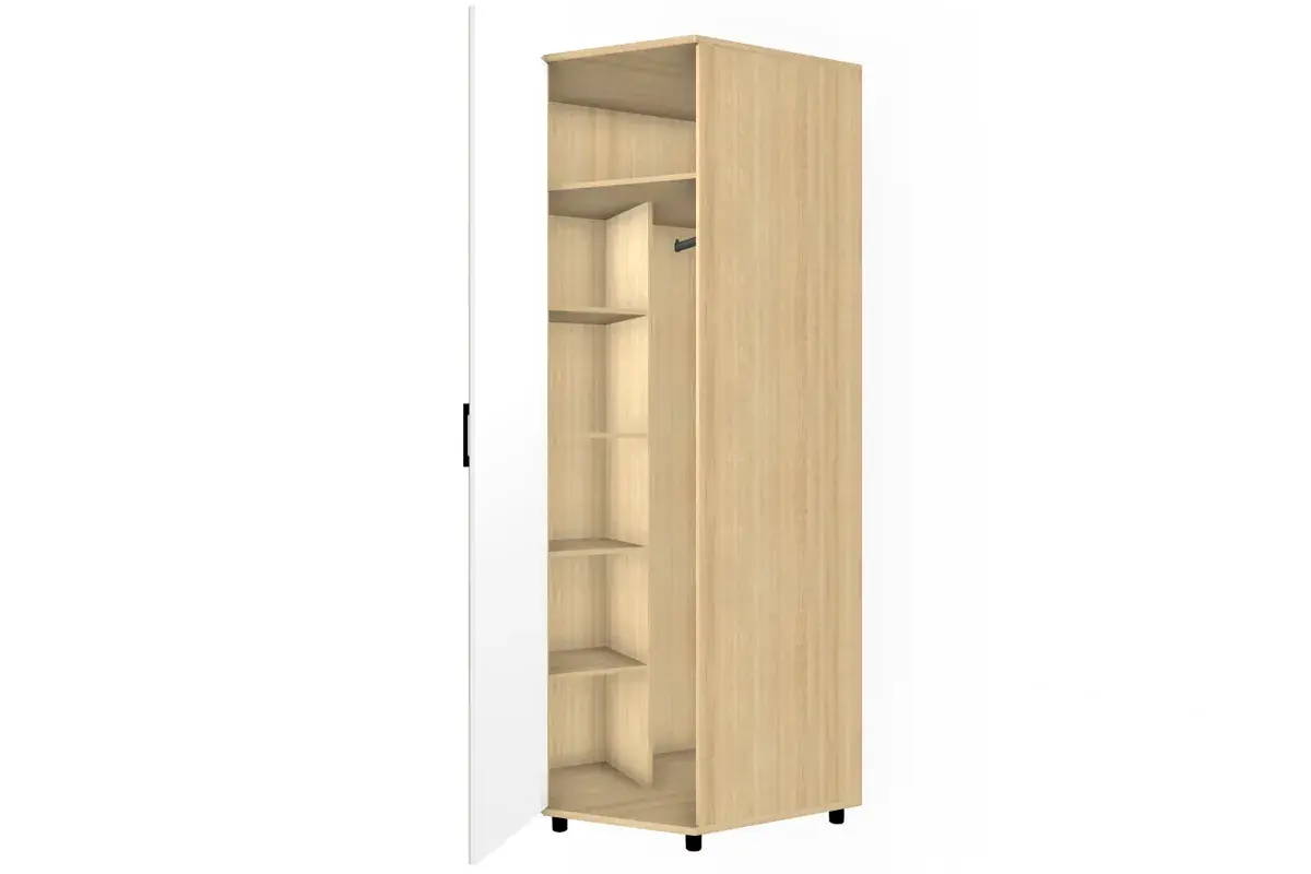 Шкаф угловой для одежды и белья ШК-5018-АС-БГ (Ясень Асахи/Белый Бриллиант Глянцевый) в мебель-центре Озерцо