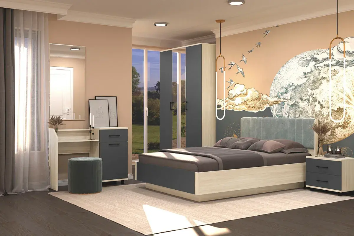 Шкаф для одежды и белья ШК-5001-АС-АМ (Ясень Асахи/Антрацит Матовый) в мебель-центре Озерцо