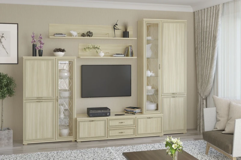 Готовый комплект для гостиной ГК-1001-АС (Ясень Асахи) — Мебель-центр Озерцо