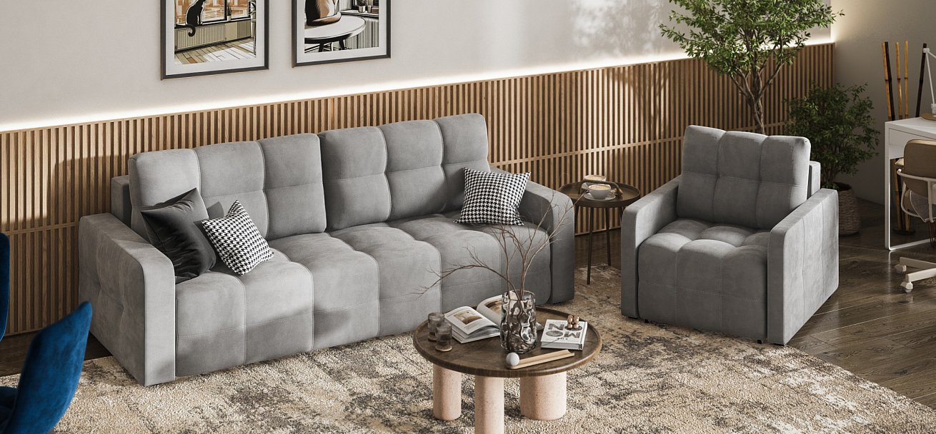 Денди Слим кресло-кровать Велюр Монолит сталь — купить в Озерце