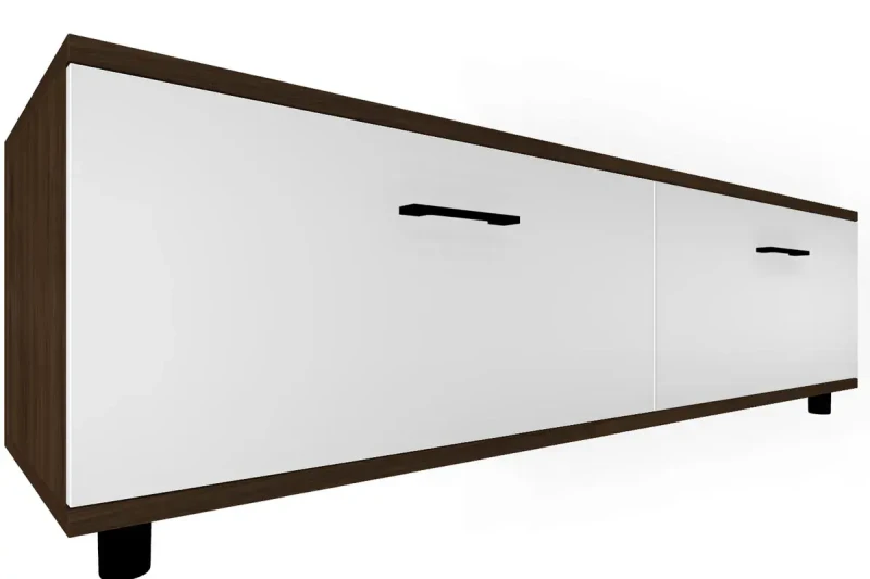 Тумба ТБ-5039-ГТ-БГ (Гикори Джексон Темный/Белый Бриллиант Глянцевый) — Мебель-центр Озерцо