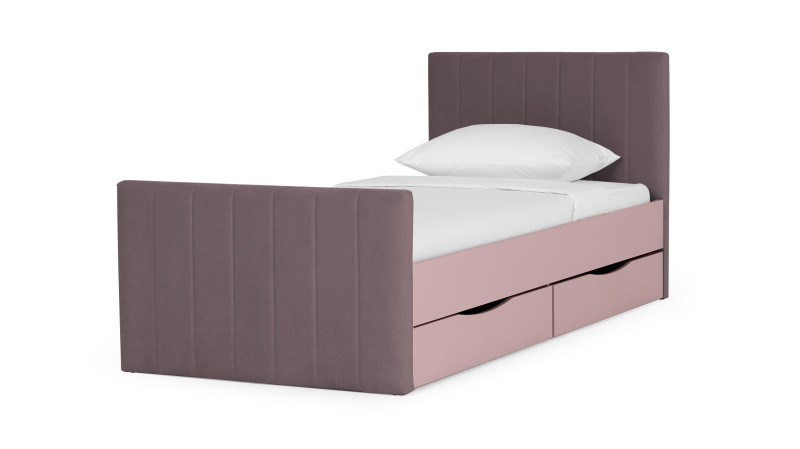 Кровать подростковая Olly, цвет: Розовый Антик, Тк. Casanova Lilac 90x200 — Мебель-центр Озерцо