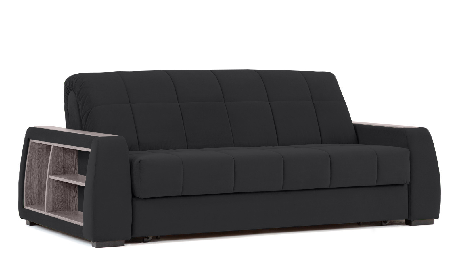 Диван - кровать Domo Pro с полками цвета ясень, стежка квадрат, ткань Sky Velvet 38 140x216 — в мебель-центре Озерцо