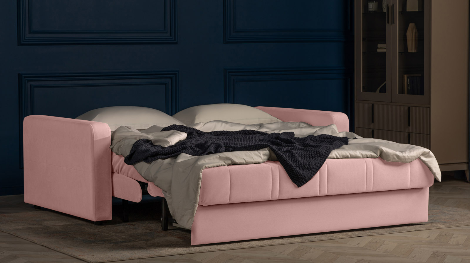 Диван - кровать Domo Pro стежка ромб, ткань Sky Velvet 01 160x216 — в мебель-центре Озерцо