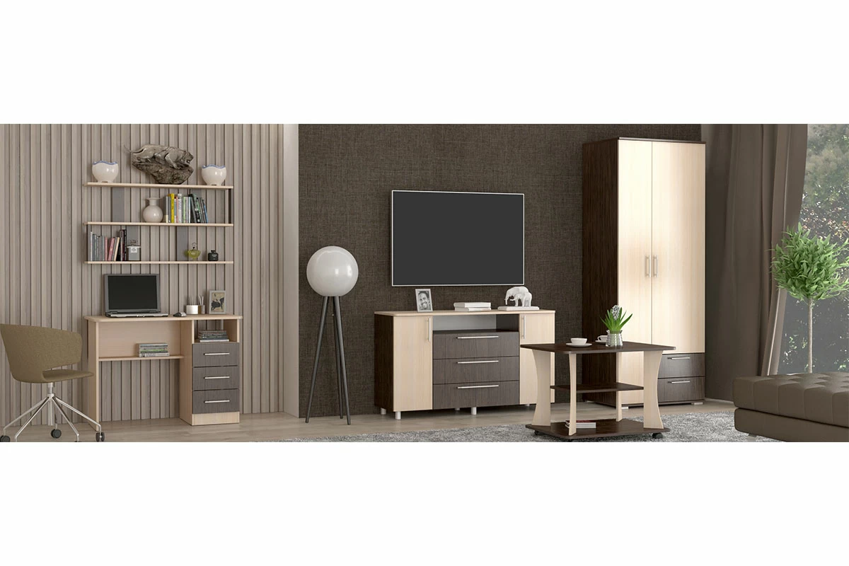 Стол журнальный П+51-21 (Венге Цаво/Дуб Молочный) — Мебель-центр Озерцо