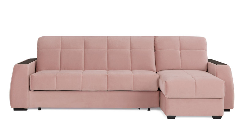 Диван угловой Domo Pro с накладкой цвета венге, стежка квадрат, ткань Sky Velvet 01 180x216 — купить в Озерце