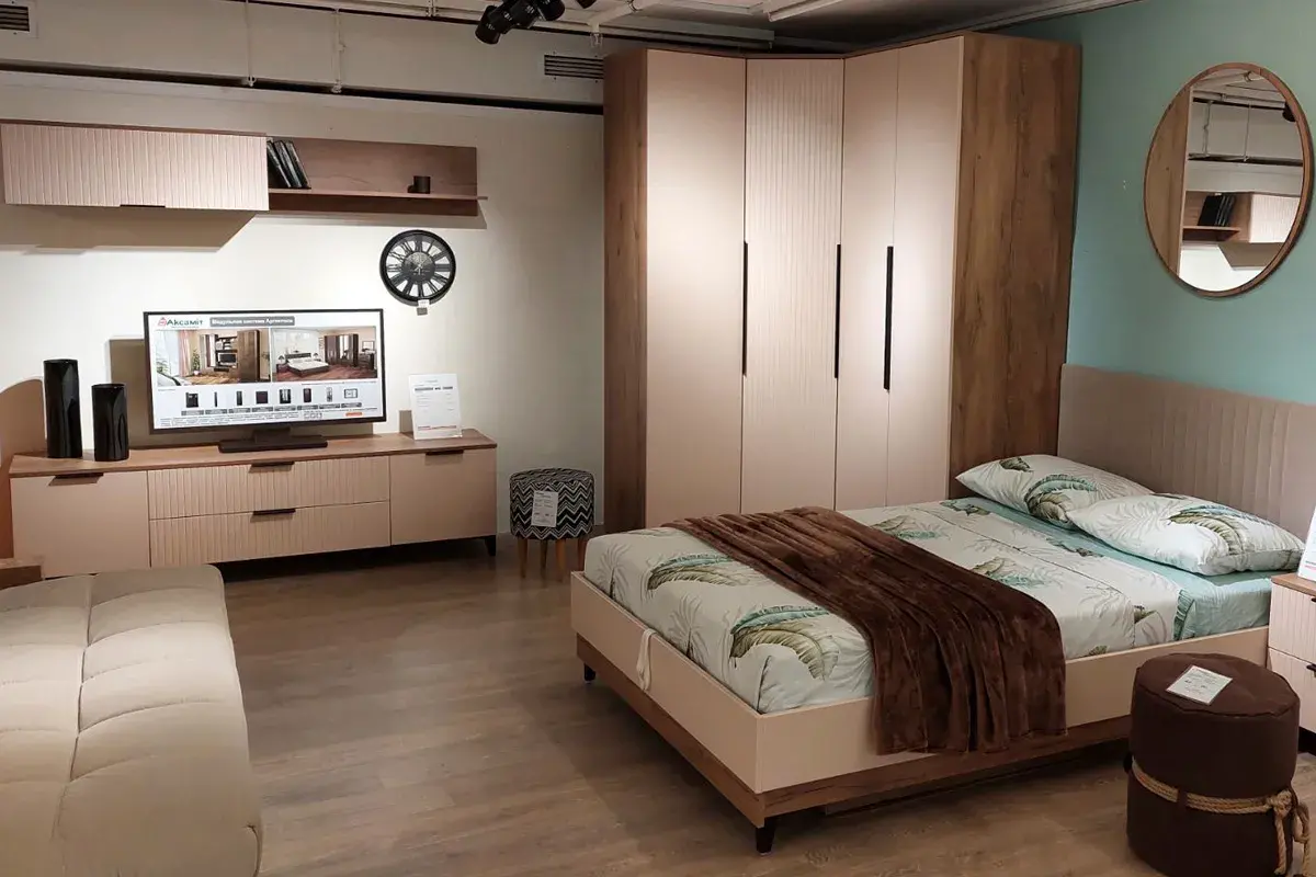 Тумба под ТВ  Тоскана с 2 дв. и 2 ящ. (Дуб табачный/Бисквит) — Мебель-центр Озерцо