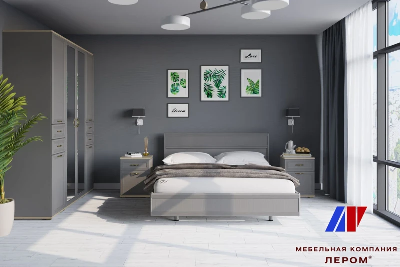 Готовый комплект для спальни СК-1007-ГС-СО (Гикори Джексон Светлый/Серый Оникс) - купить в Озерце