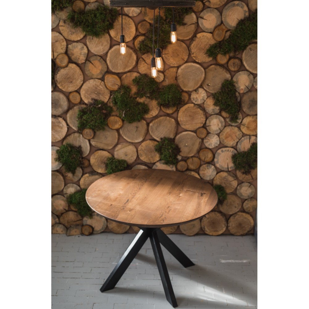 Стол ОКА круглый 1000 натуральный дуб + КСЕ-80 черный - купить в Озерце