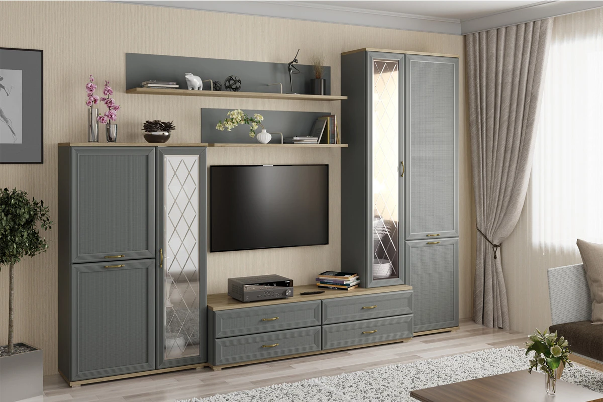 Шкаф многоцелевой Карина ШК-1064-ГС-СО (Гикори Джексон Светлый/Серый Оникс) в мебель-центре Озерцо