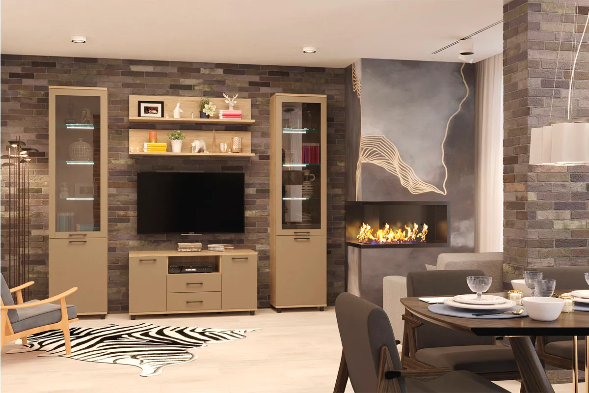 Шкаф ШК-5044-ГС-ЛМ (Гикори Джексон Светлый/Латте Матовый) в мебель-центре Озерцо