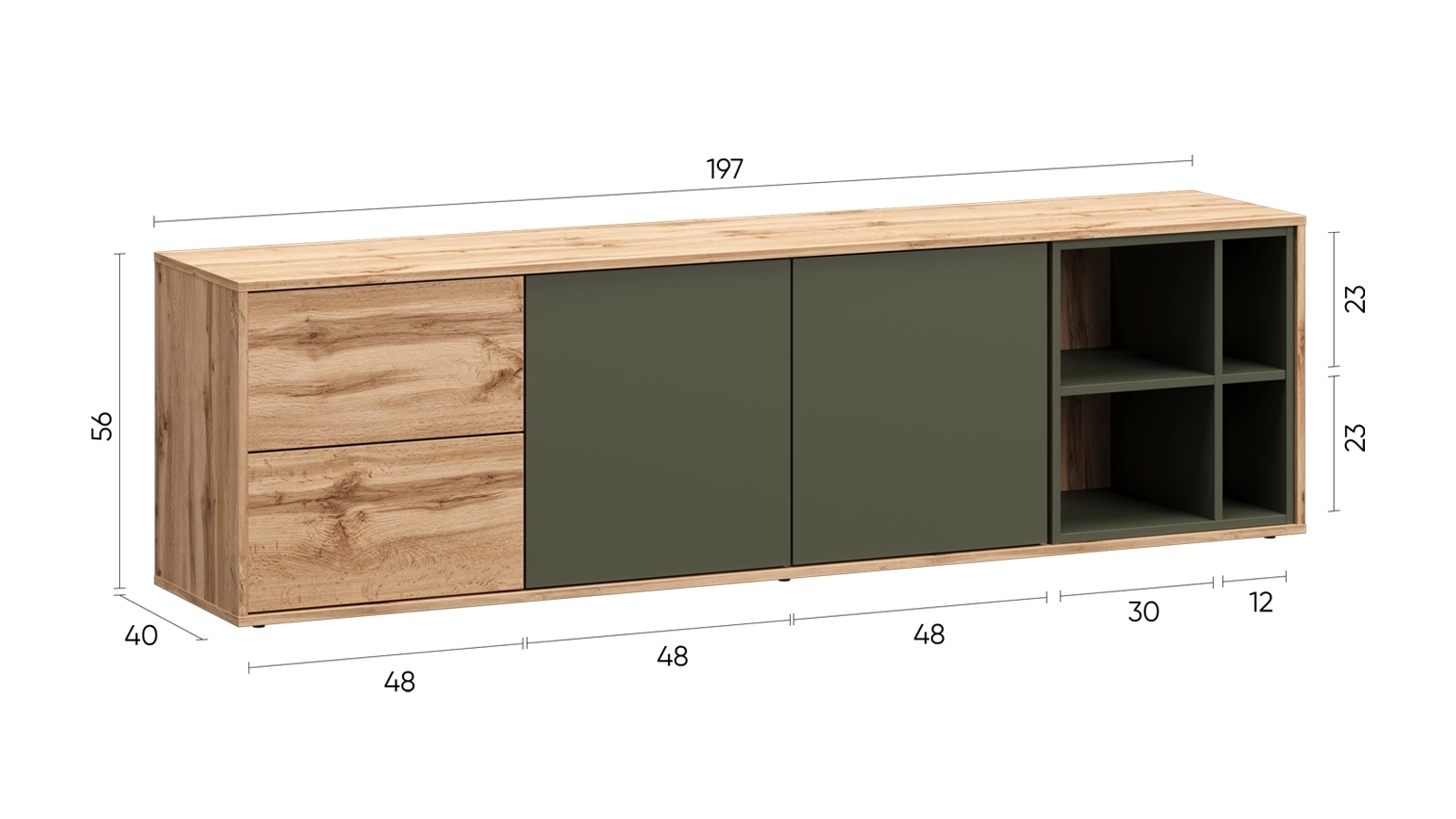 Тумба ТВ Avocado Базальт + Дуб Натюрель 40x197 — купить в Озерце