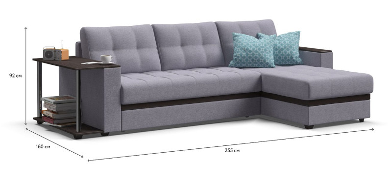 Атланта НПБ угловой диван Рогожка Мальмо платина — купить в Озерце