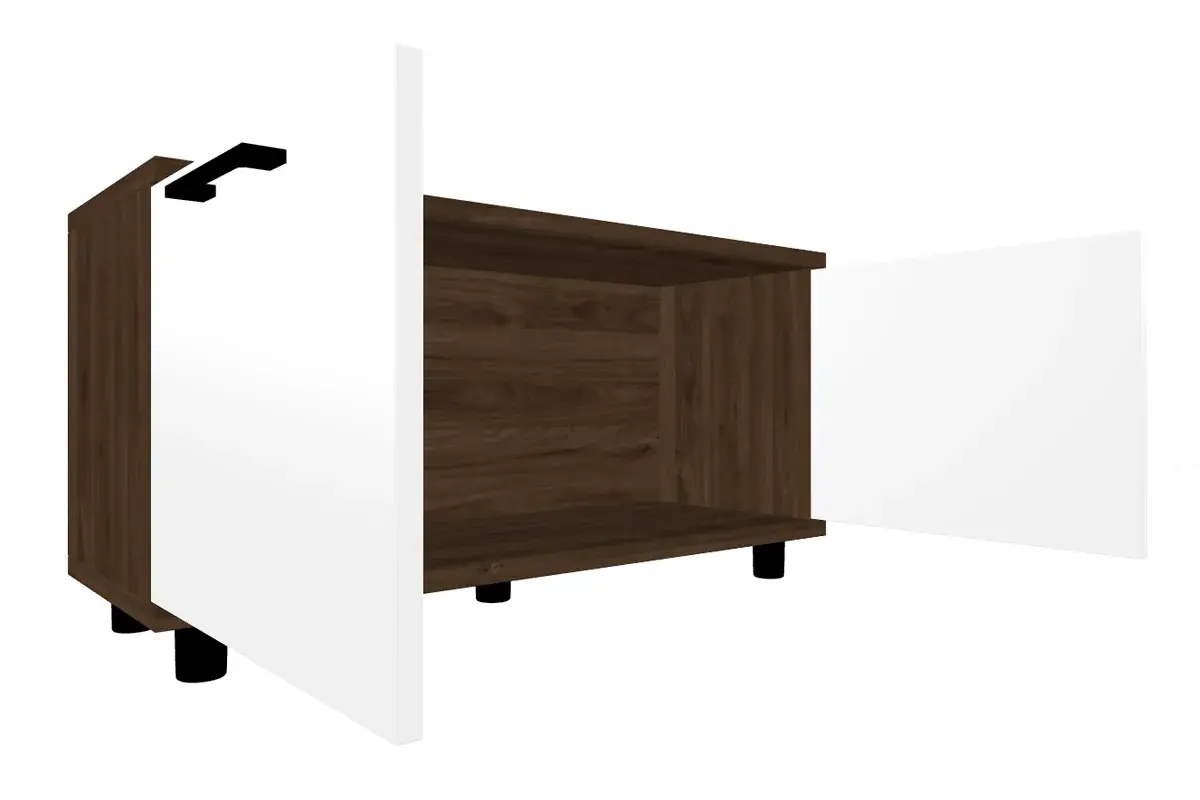 Тумба ТБ-5051-ГТ-БГ (Гикори Джексон Темный/Белый Бриллиант Глянцевый) — Мебель-центр Озерцо