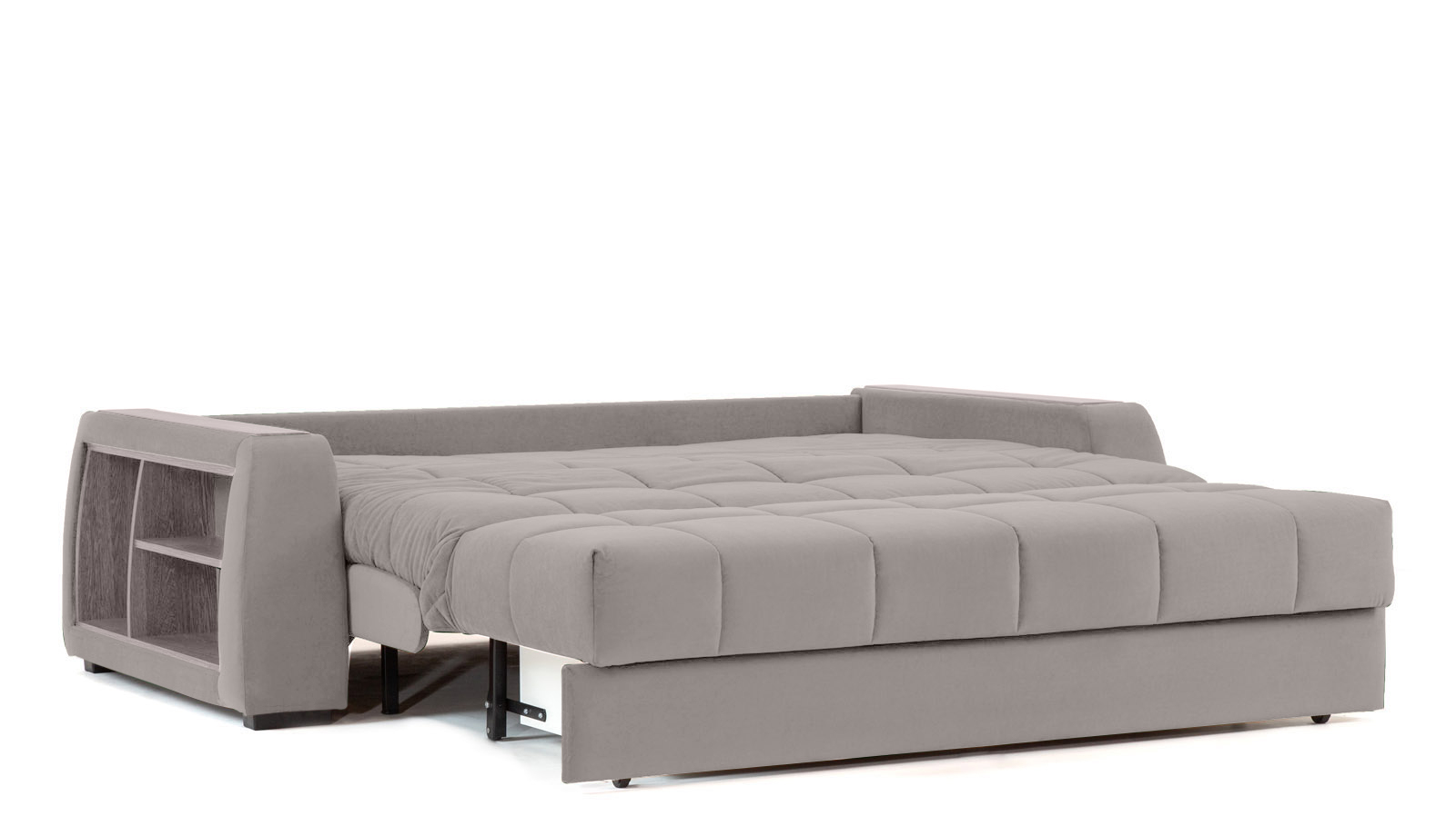 Диван - кровать Domo Pro с полками цвета ясень, стежка квадрат, ткань Casanova Grey 160x216 — в мебель-центре Озерцо