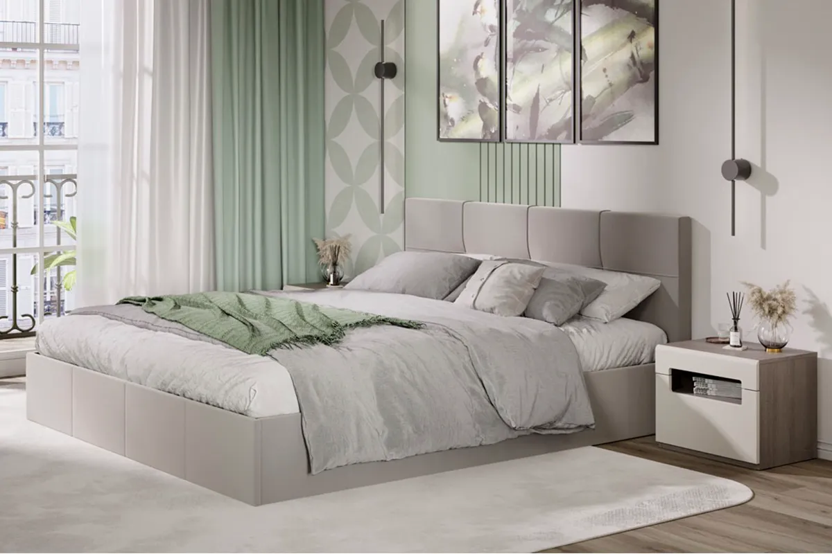 Кровать Лора с ПМ и заглушиной 180х200 (Велюр / Confetti Smoke) - купить в Озерце