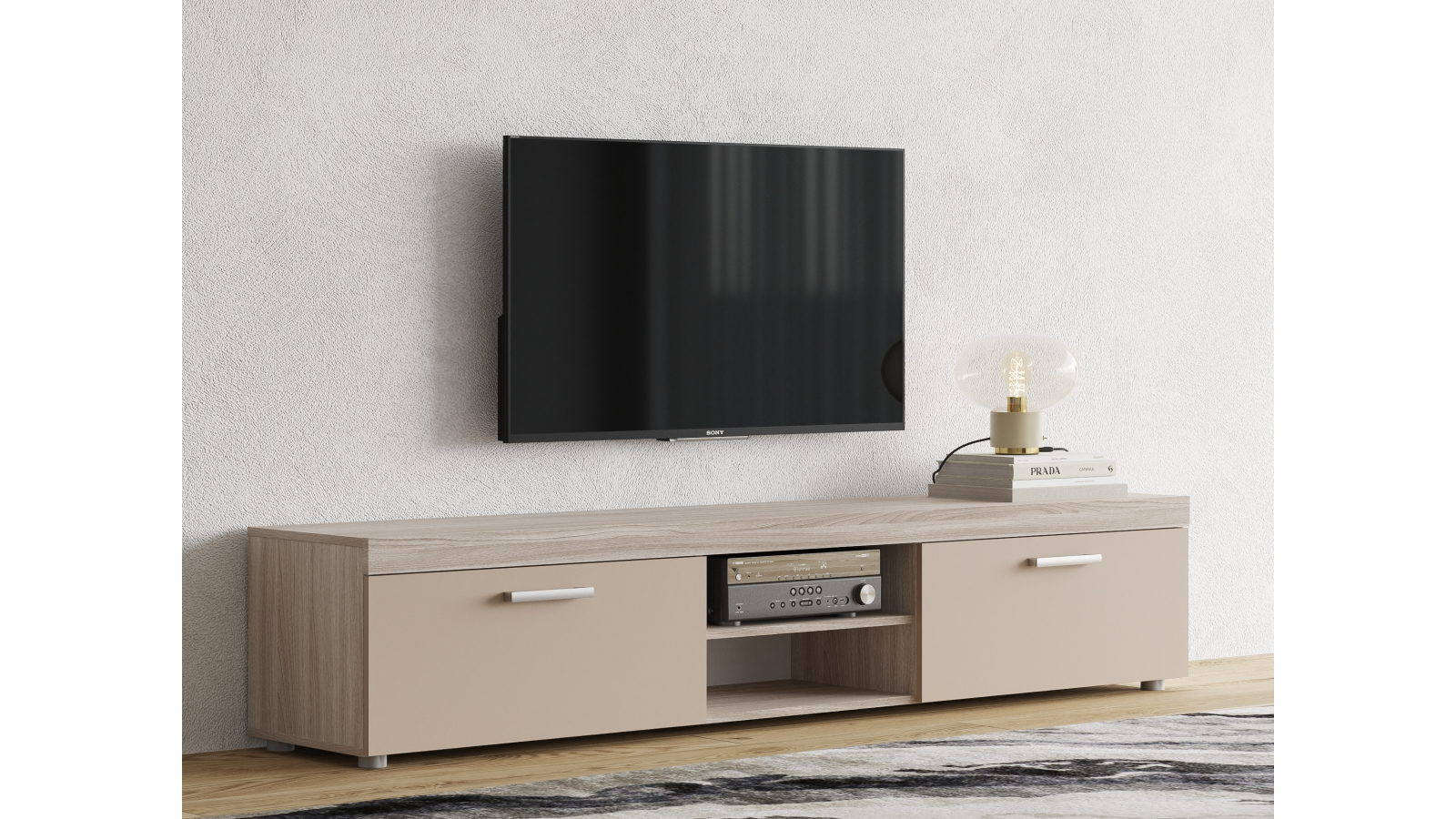 Тумба двухдверная Tiss 41x205, цвет Ясень шимо+Капучино — купить в Озерце