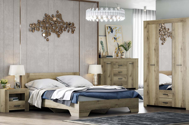 Спальня Квадро Комплект 1 (Дуб Делано Светлый) - купить в Озерце