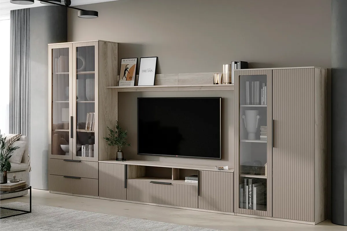 Шкаф-витрина Астория (08) 2-х двер. (Дуб кастелло серый / Грей софт) в мебель-центре Озерцо