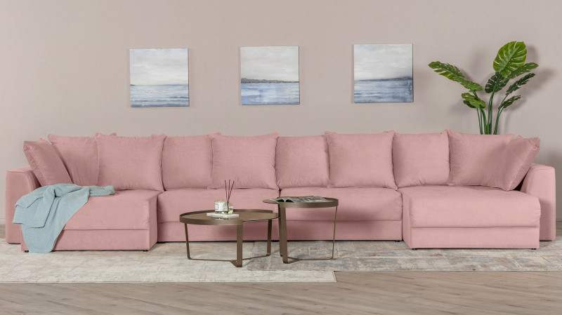Диван Monako New П-образный с коробом для белья, Тк. Sky Velvet 01 157x455 — купить в Озерце